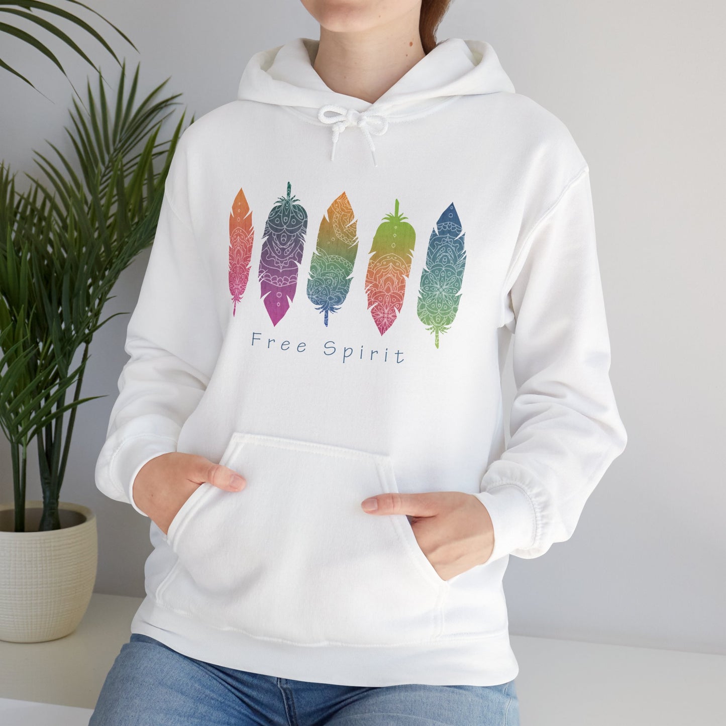 Free Spirit Vibrant Feather Hoodie