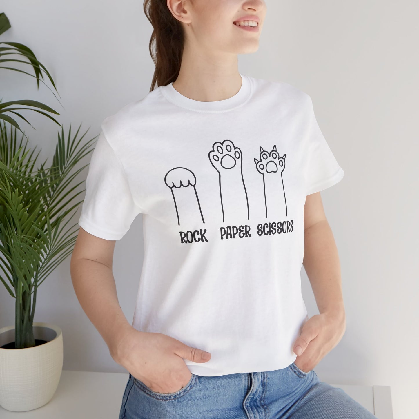 Rock Paper Scissors Cat T-Shirt - Funny Paw Tee