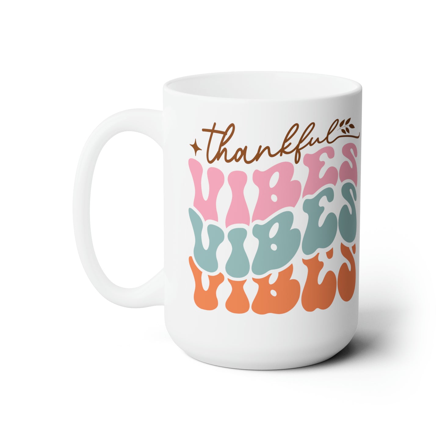 Thankful Vibes Coffee Mug Retro Style Hot Tea Cup Gift