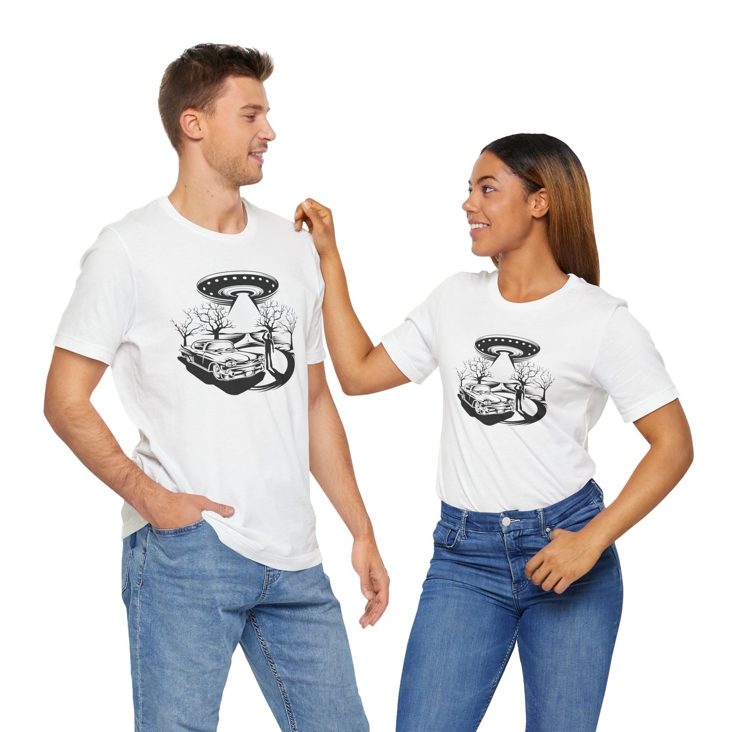 UFO Road Encounter T-Shirt - Spaceship Witness Design