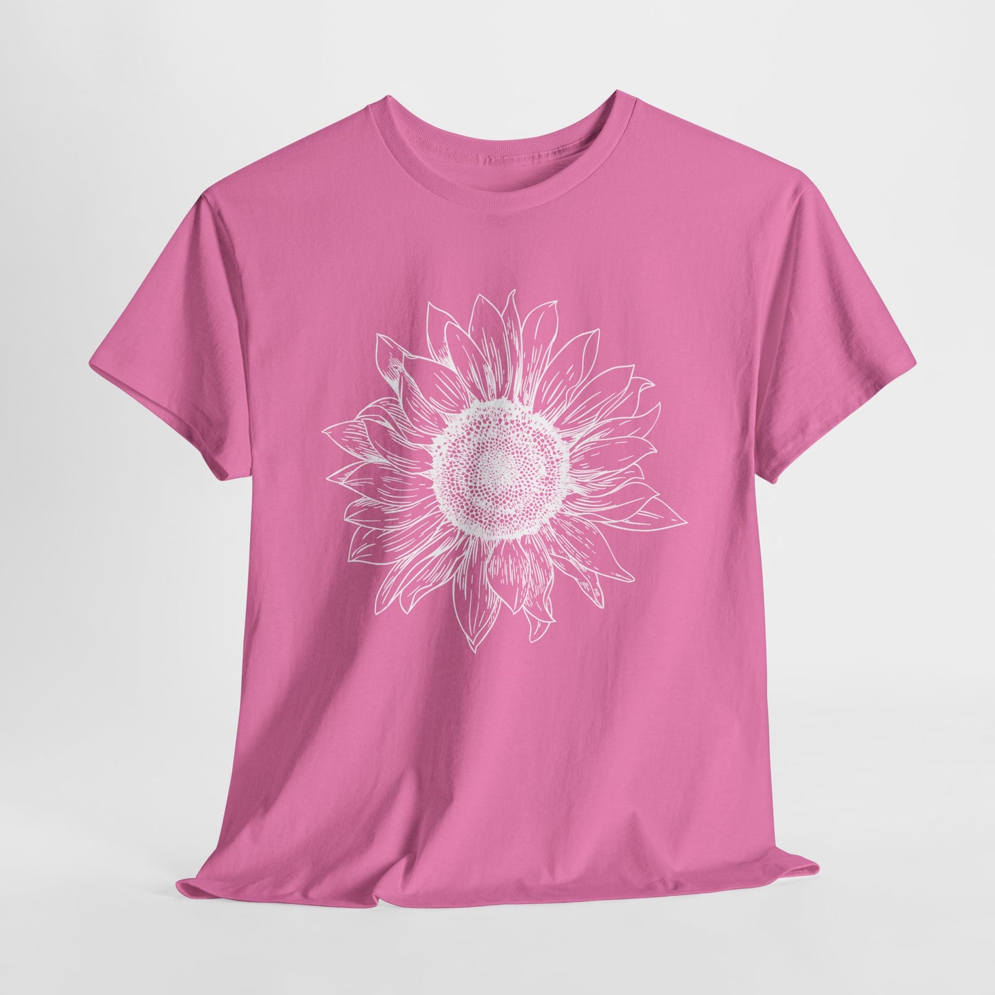 Sunflower Line Art T-Shirt - Minimal Design