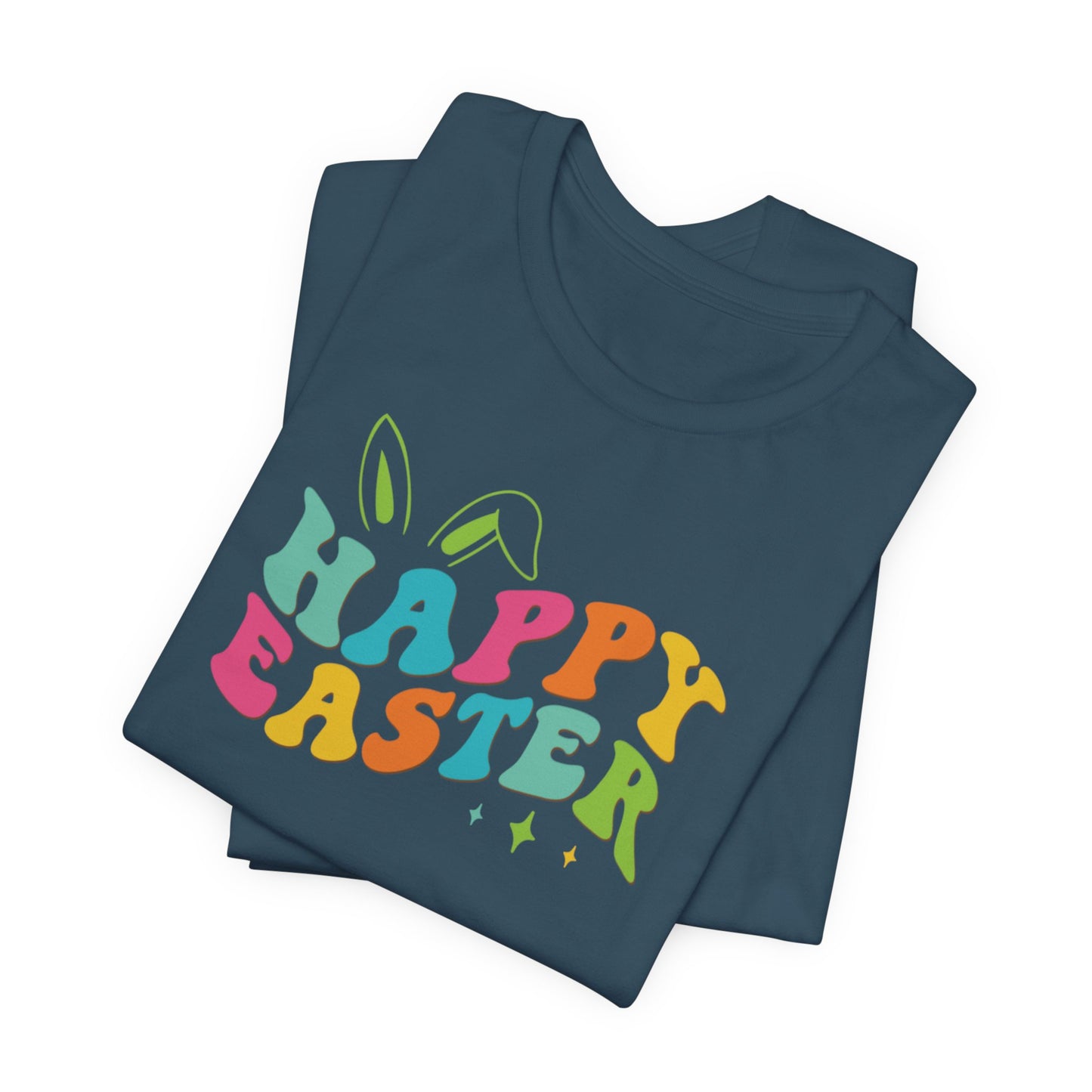 Happy Easter Bunny Ears T-Shirt - Colorful Graphic Tee
