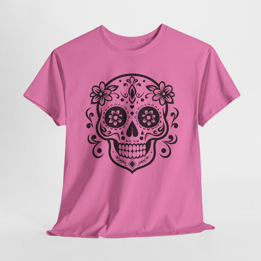 Black Sugar Skull T-Shirt - Day Of The Dead Graphic Tee