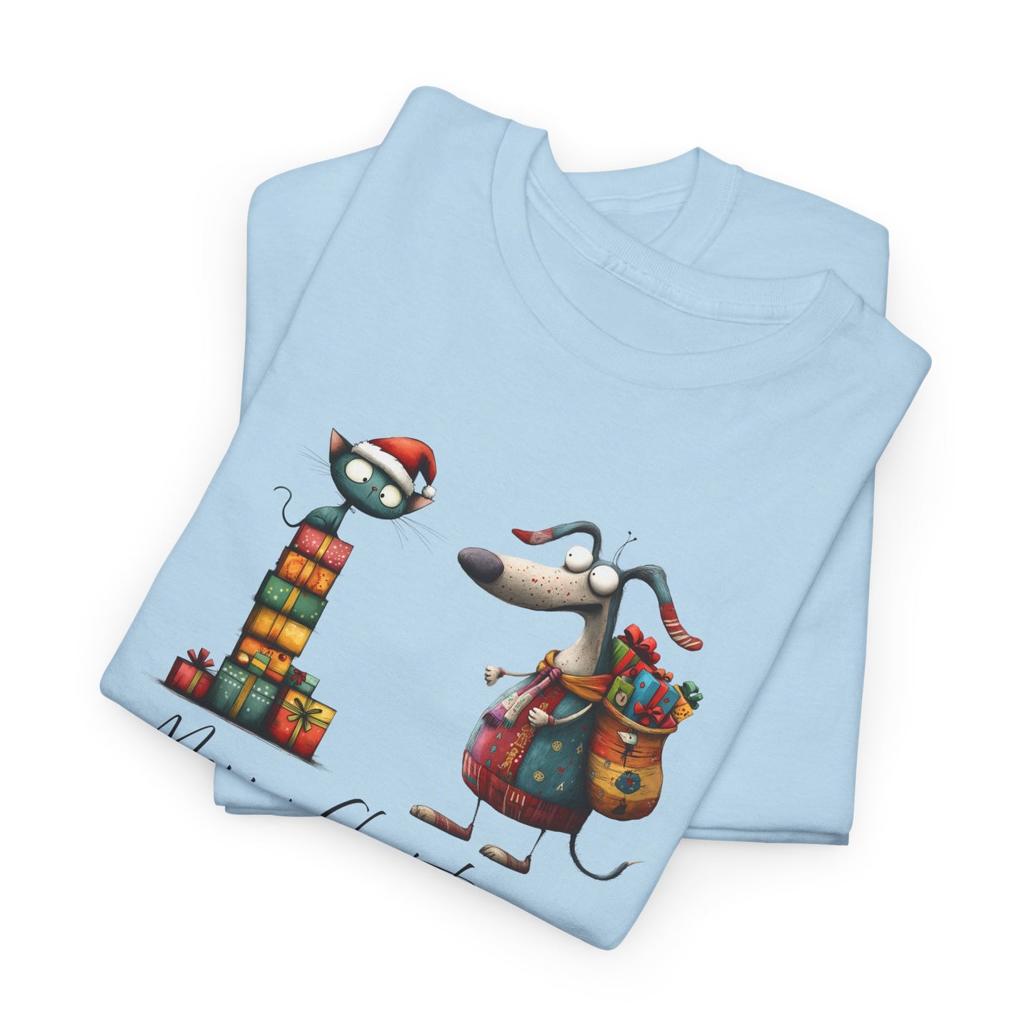 Merry Christmas Cat Dog T-Shirt - Festive Tee