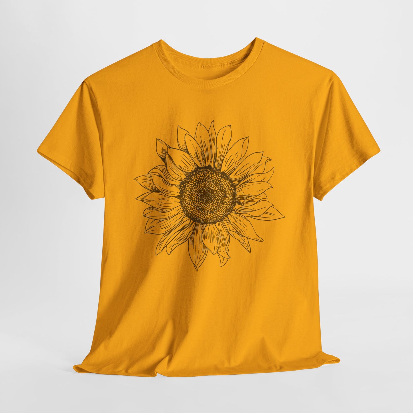 Sunflower Line Art T-Shirt - Minimal Design