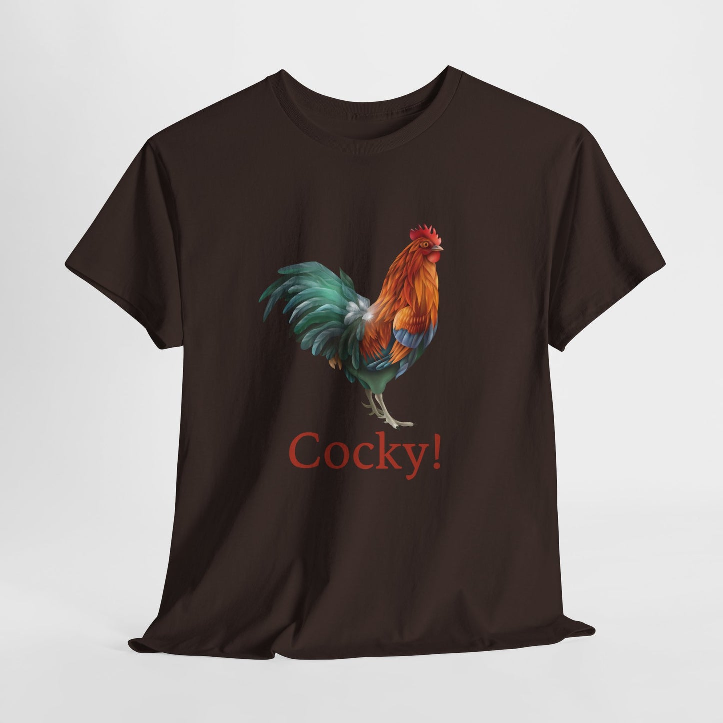 Cocky Rooster T-Shirt - Bold Pun Tee