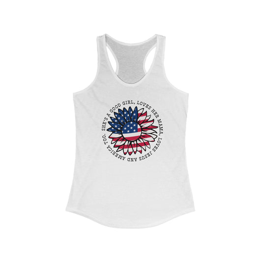 Patriotic Sunflower Tank Top - Good Girl Mama Jesus America