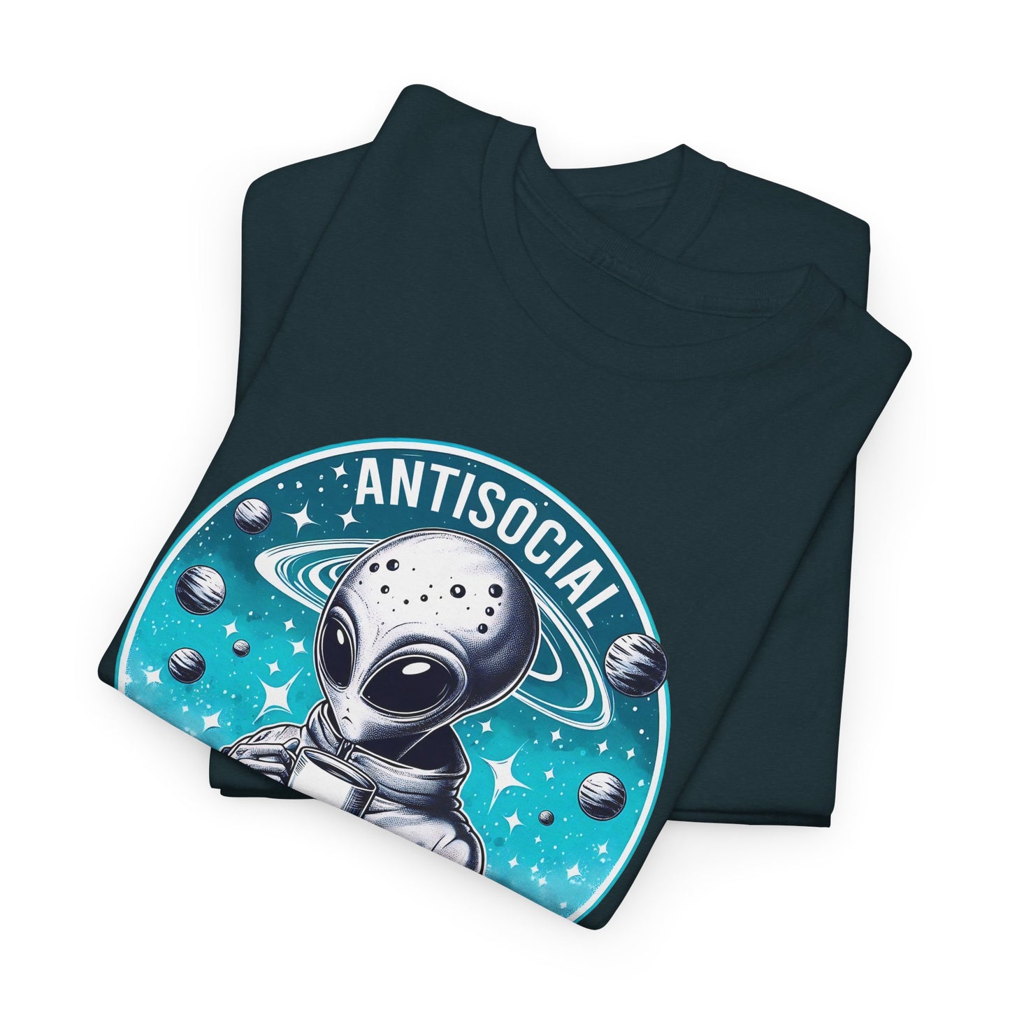 Antisocial Alien T-Shirt - Coffee Drinker Graphic