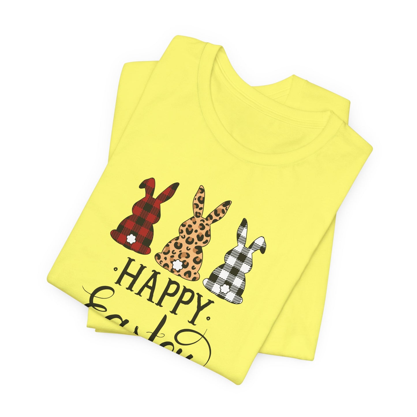Happy Easter Textile Bunnies T-Shirt - Spring Graphic Tee