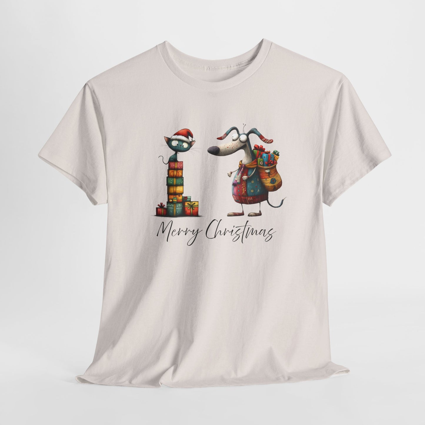 Merry Christmas Cat Dog T-Shirt - Festive Tee
