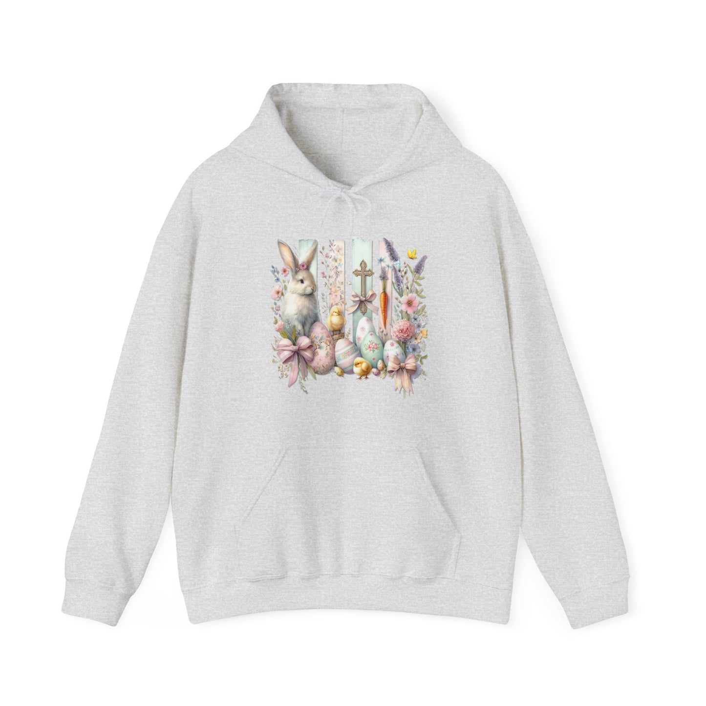 Easter Bunny Floral Collage Hoodie - Festive Spring Graphic Sweatshirt