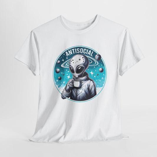 Antisocial Alien T-Shirt - Coffee Drinker Graphic
