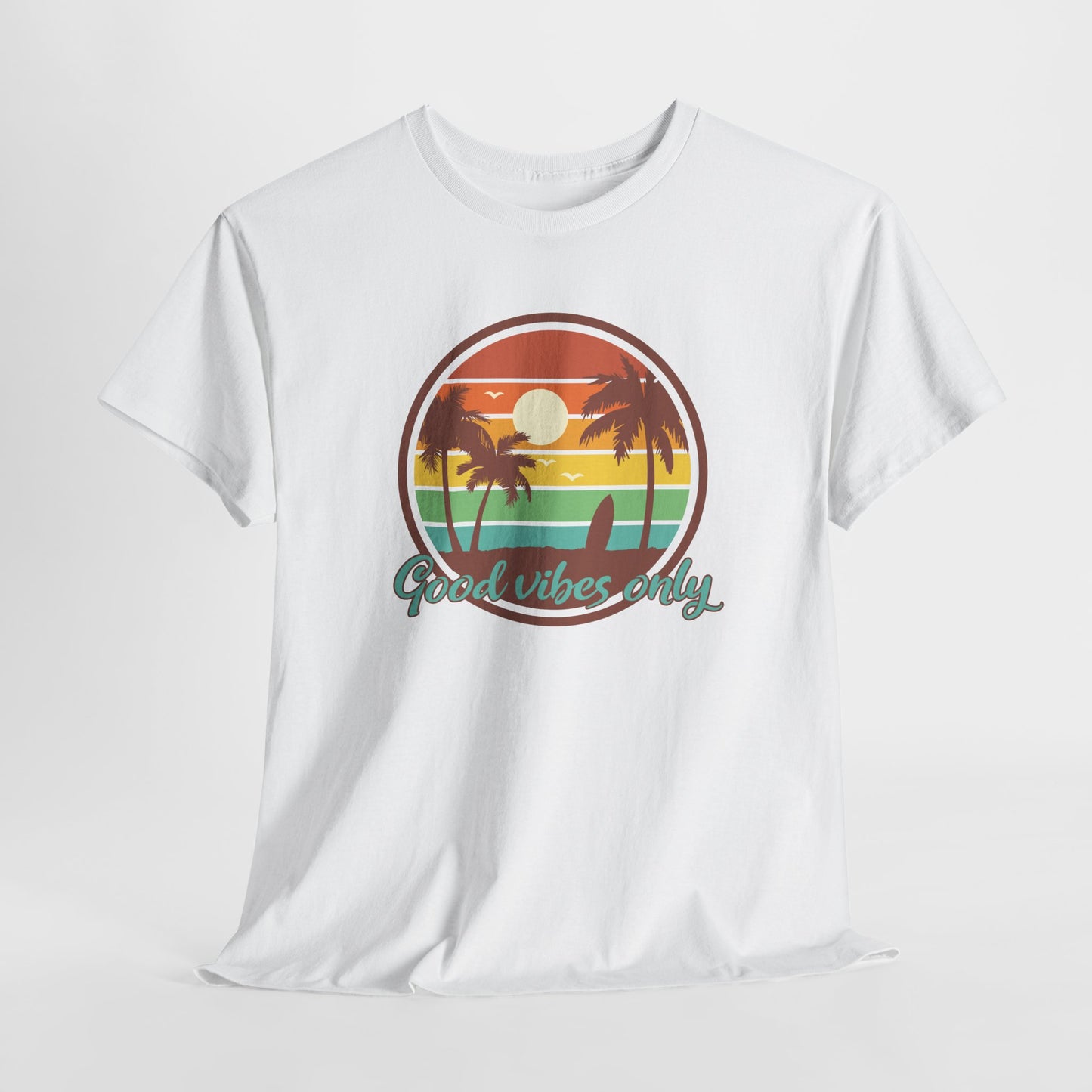 Good Vibes Only Tropical Sunset T-Shirt - Beach Tee