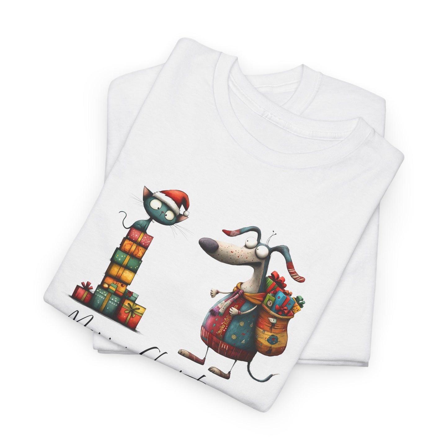 Merry Christmas Cat Dog T-Shirt - Festive Tee