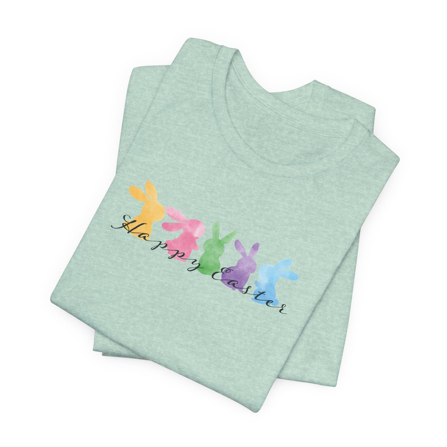 Happy Easter Pastel Bunnies T-Shirt - Cute Spring Graphic Tee