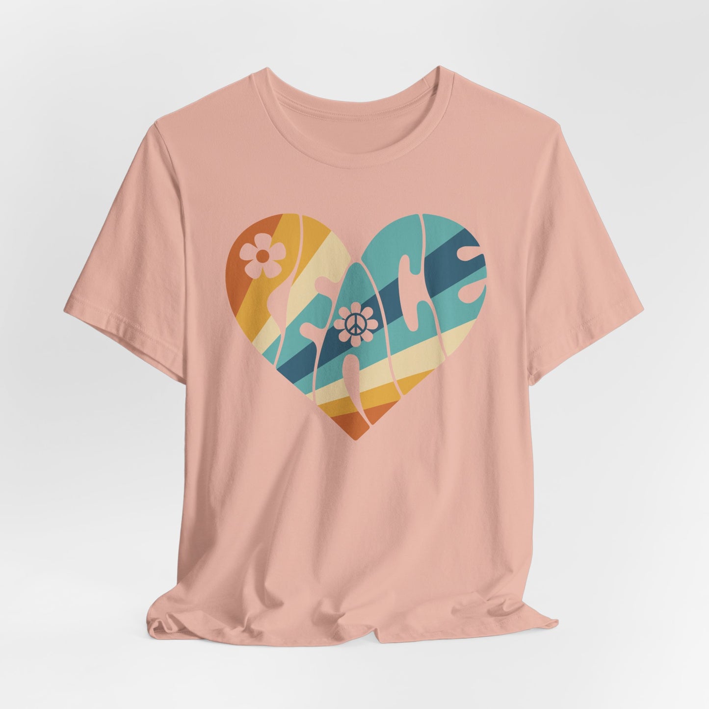 Colorful Peace Heart Hippie Tee
