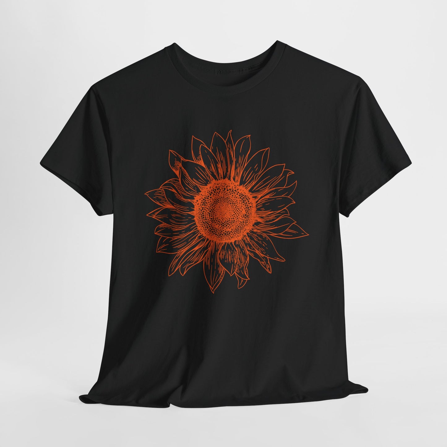 Sunflower Line Art T-Shirt - Minimal Design