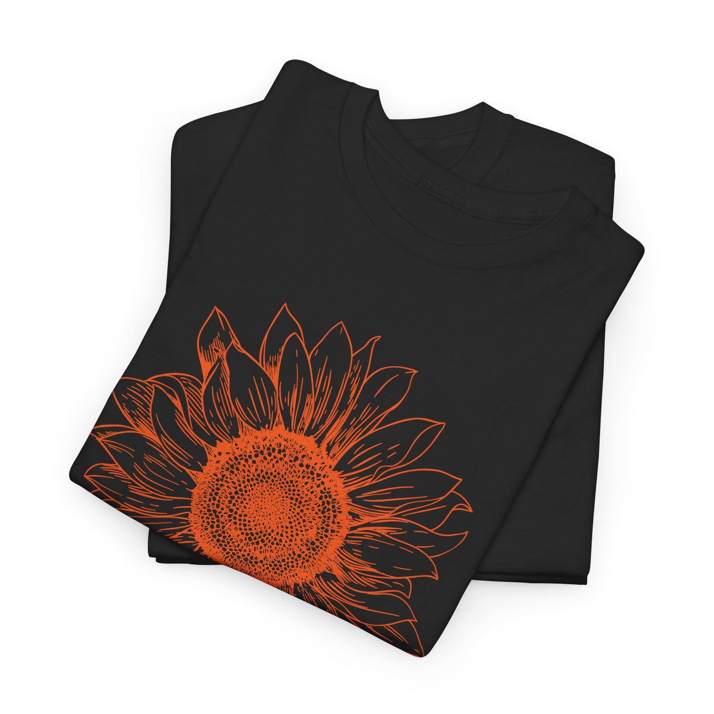 Sunflower Line Art T-Shirt - Minimal Design
