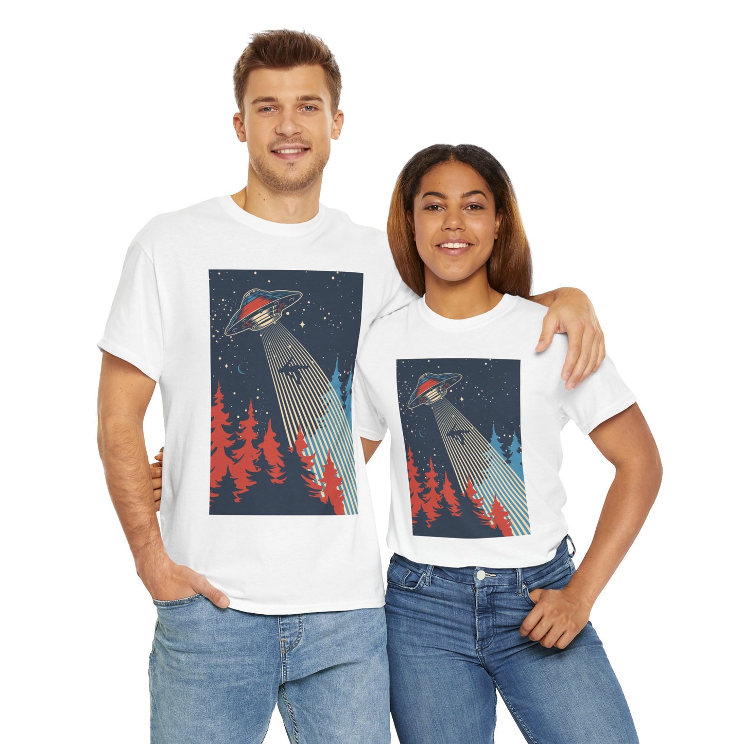UFO Abduction T-Shirt - Forest Encounter Graphic