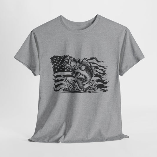 American Flag Bass T-Shirt - Patriotic Graphic Tee