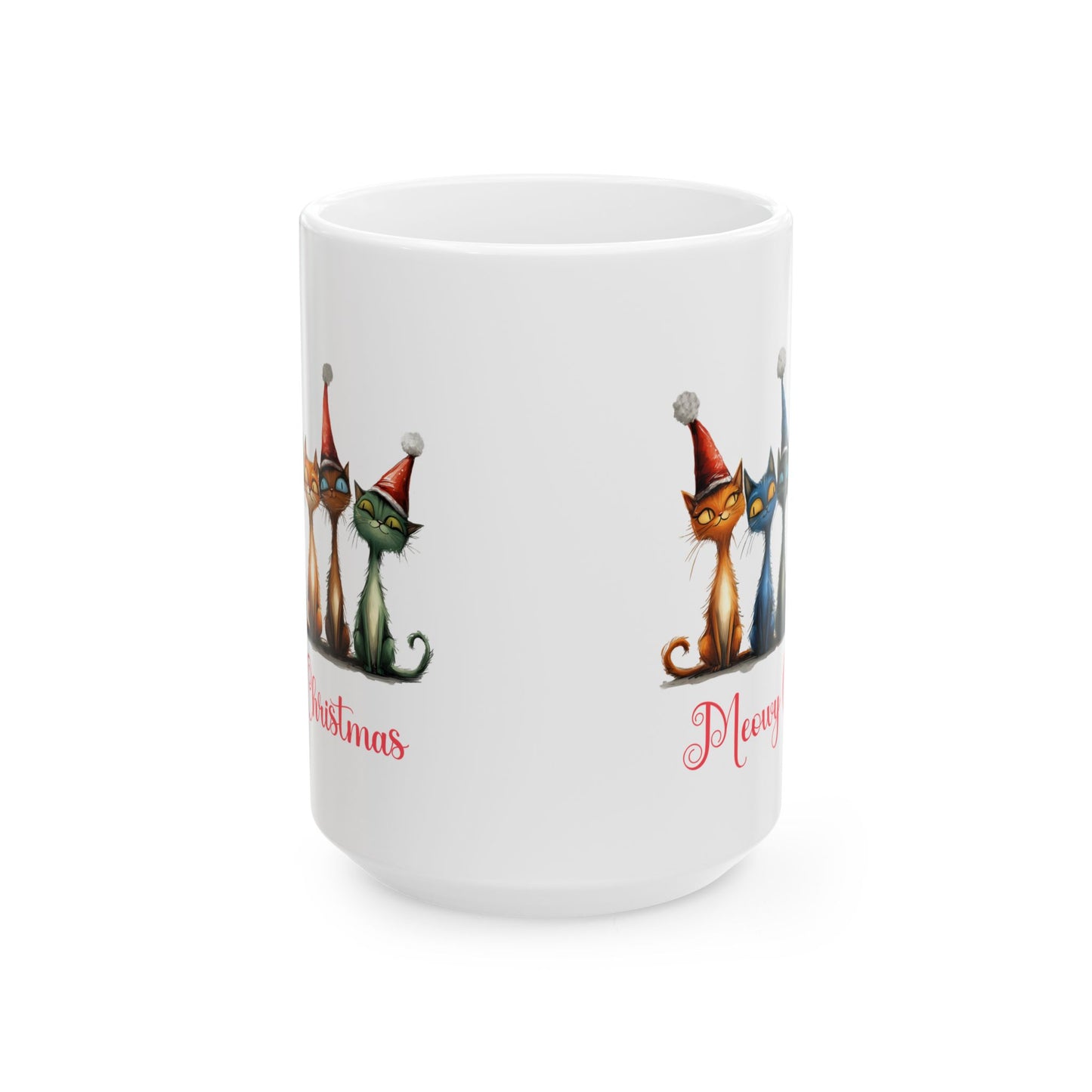 Meowy Christmas Mug For Festive Feline Coffee Cup