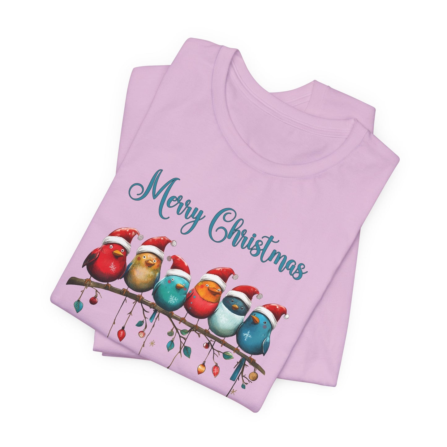 Merry Christmas Birds T-Shirt - Festive Holiday Tee