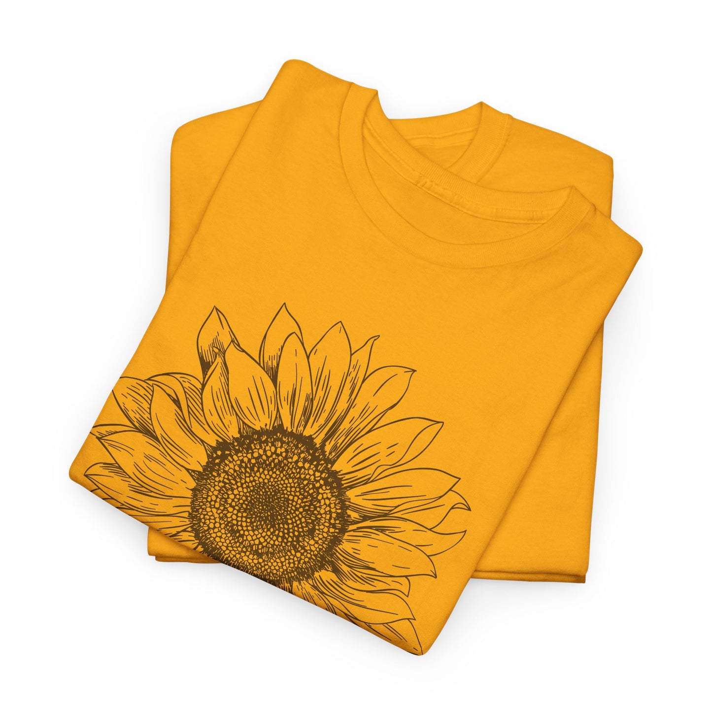 Sunflower Line Art T-Shirt - Minimal Design