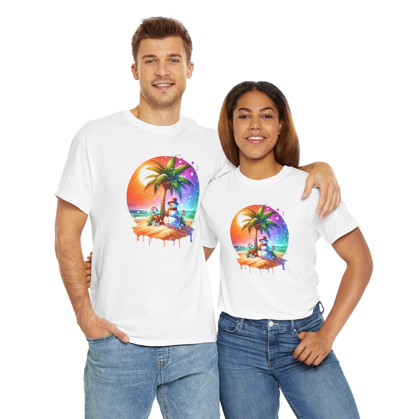 Snowman T-Shirt For Warm Christmas T Shirt For Palm Tree Holiday TShirt