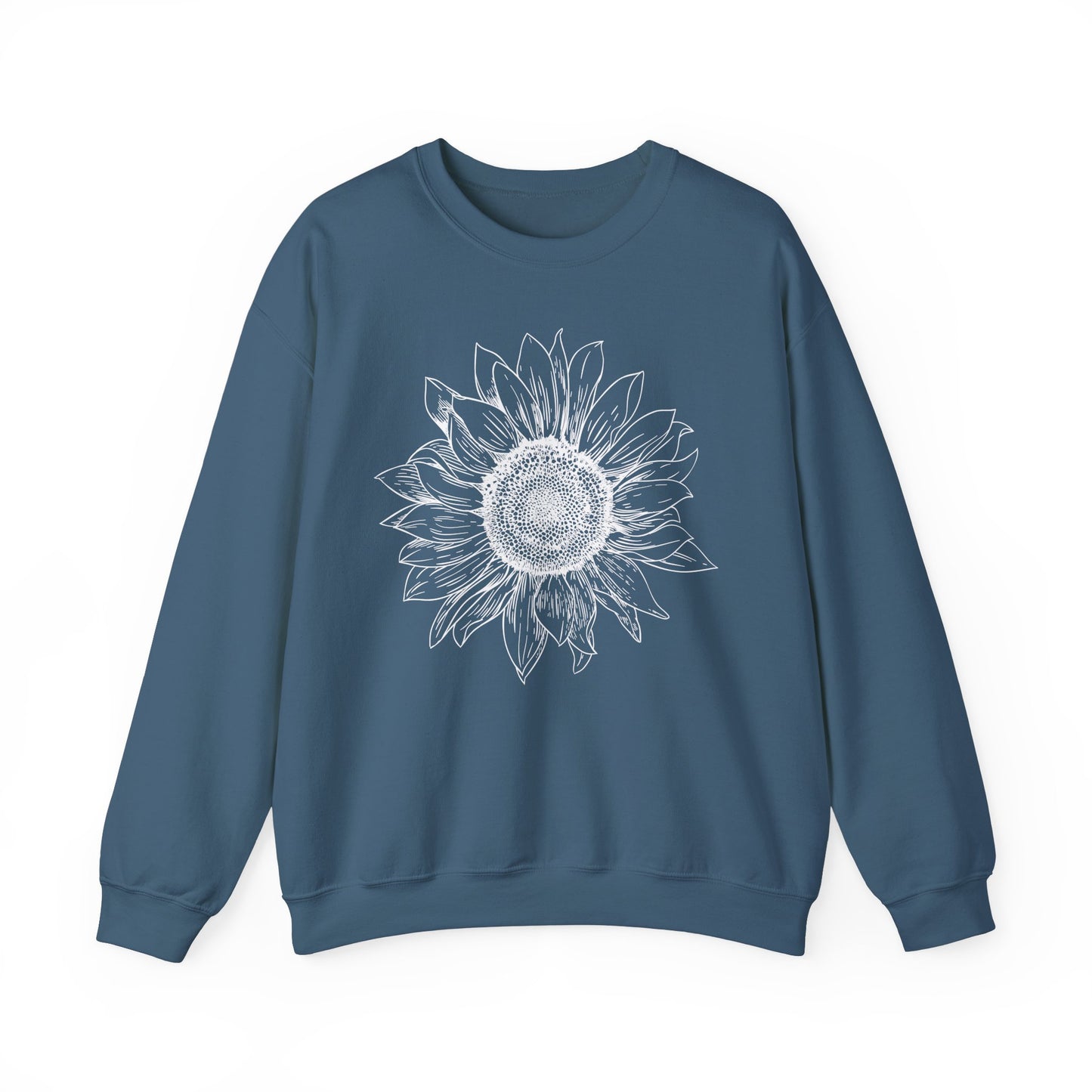 Sunflower Line-Art Sweatshirt - Cozy Floral Apparel