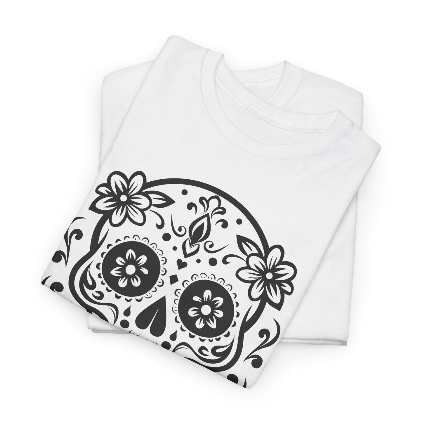 Black Sugar Skull T-Shirt - Day Of The Dead Graphic Tee