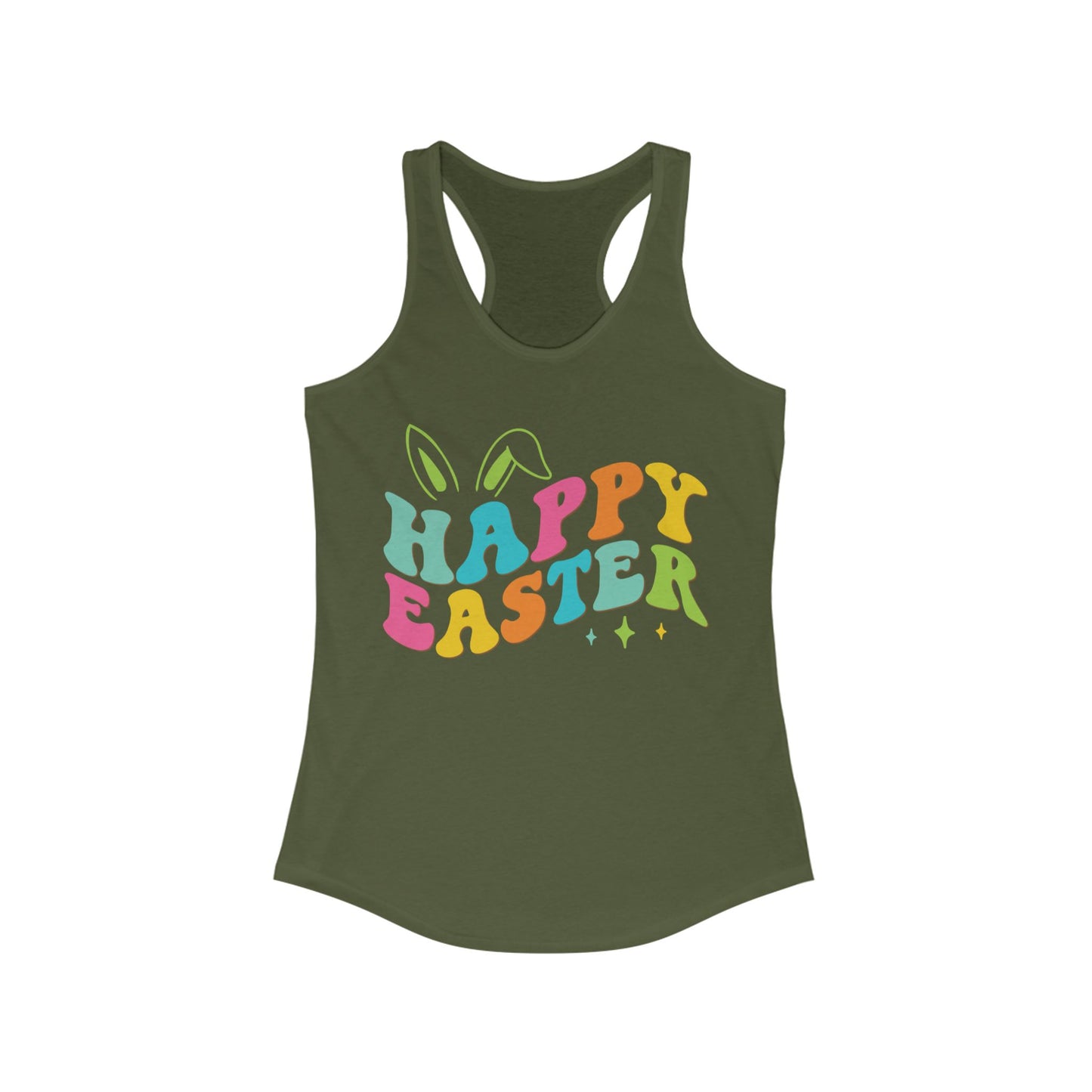 Happy Easter Bunny Ears Tank Top - Colorful Graphic Tank