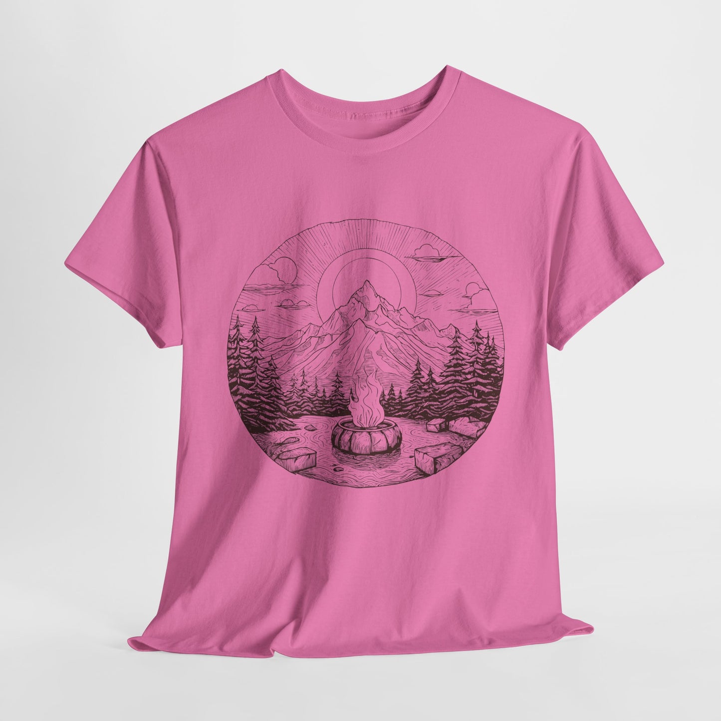 Campfire Mountain Scene T-Shirt