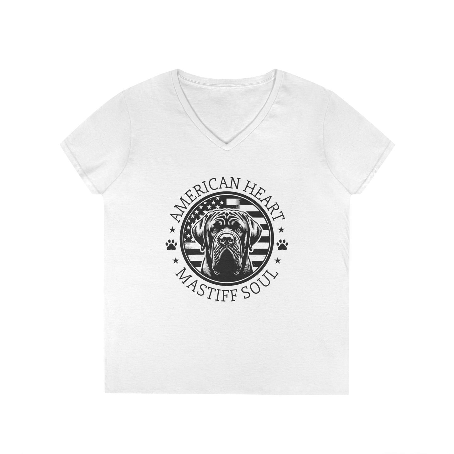 American Heart Mastiff Soul V-Neck T-Shirt