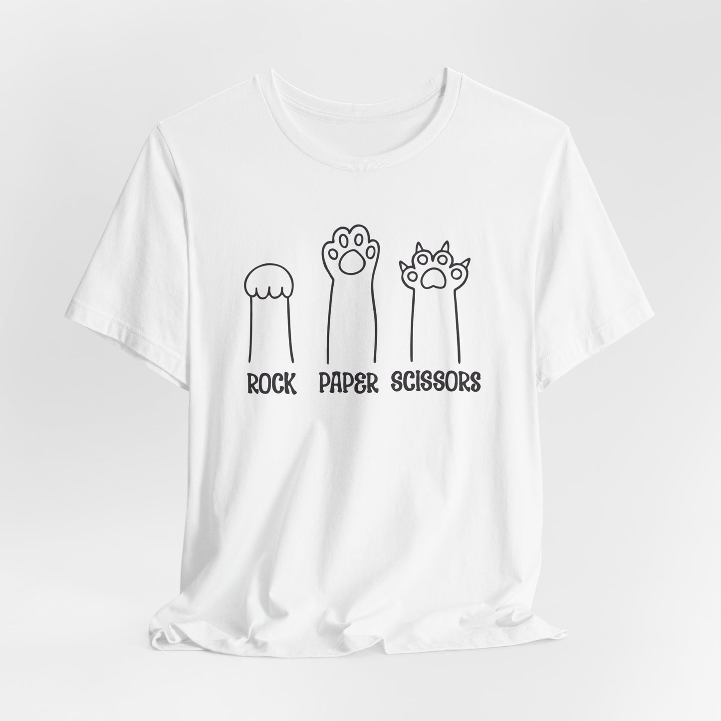 Rock Paper Scissors Cat T-Shirt - Funny Paw Tee