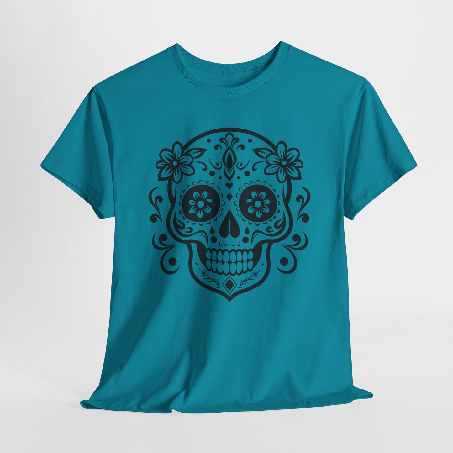 Black Sugar Skull T-Shirt - Day Of The Dead Graphic Tee