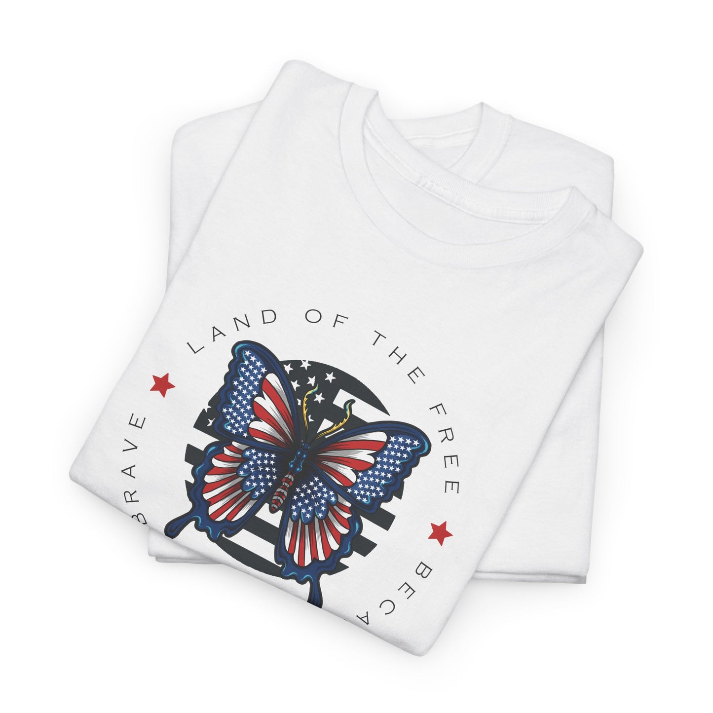 Land Of The Free Patriotic Butterfly T-Shirt