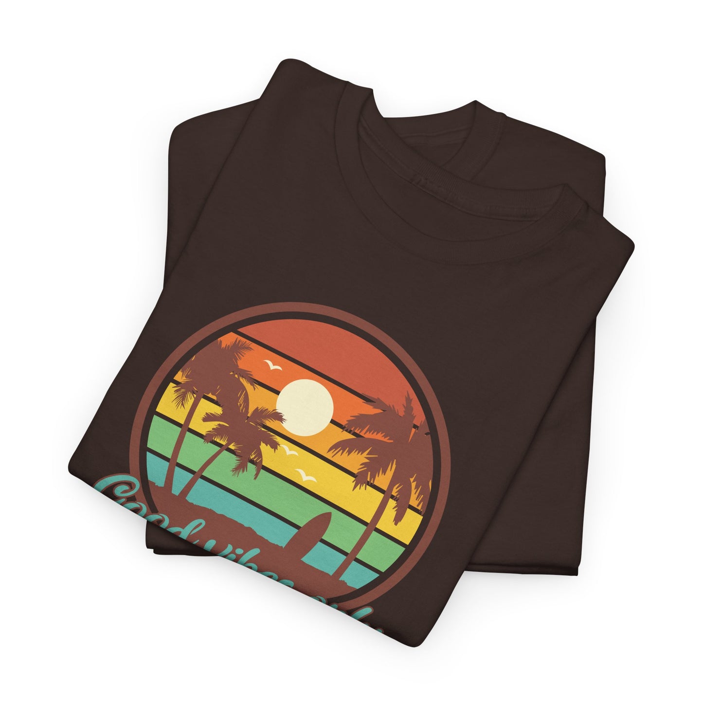 Good Vibes Only Tropical Sunset T-Shirt - Beach Tee