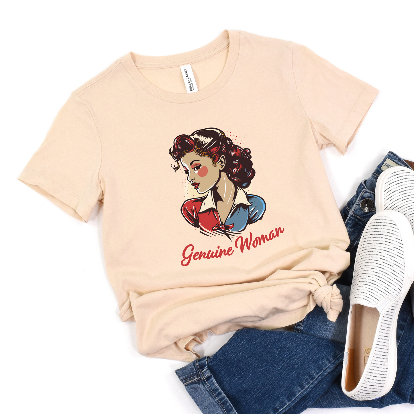 Genuine Woman Pinup Girl T-Shirt - Classic Lady Flair