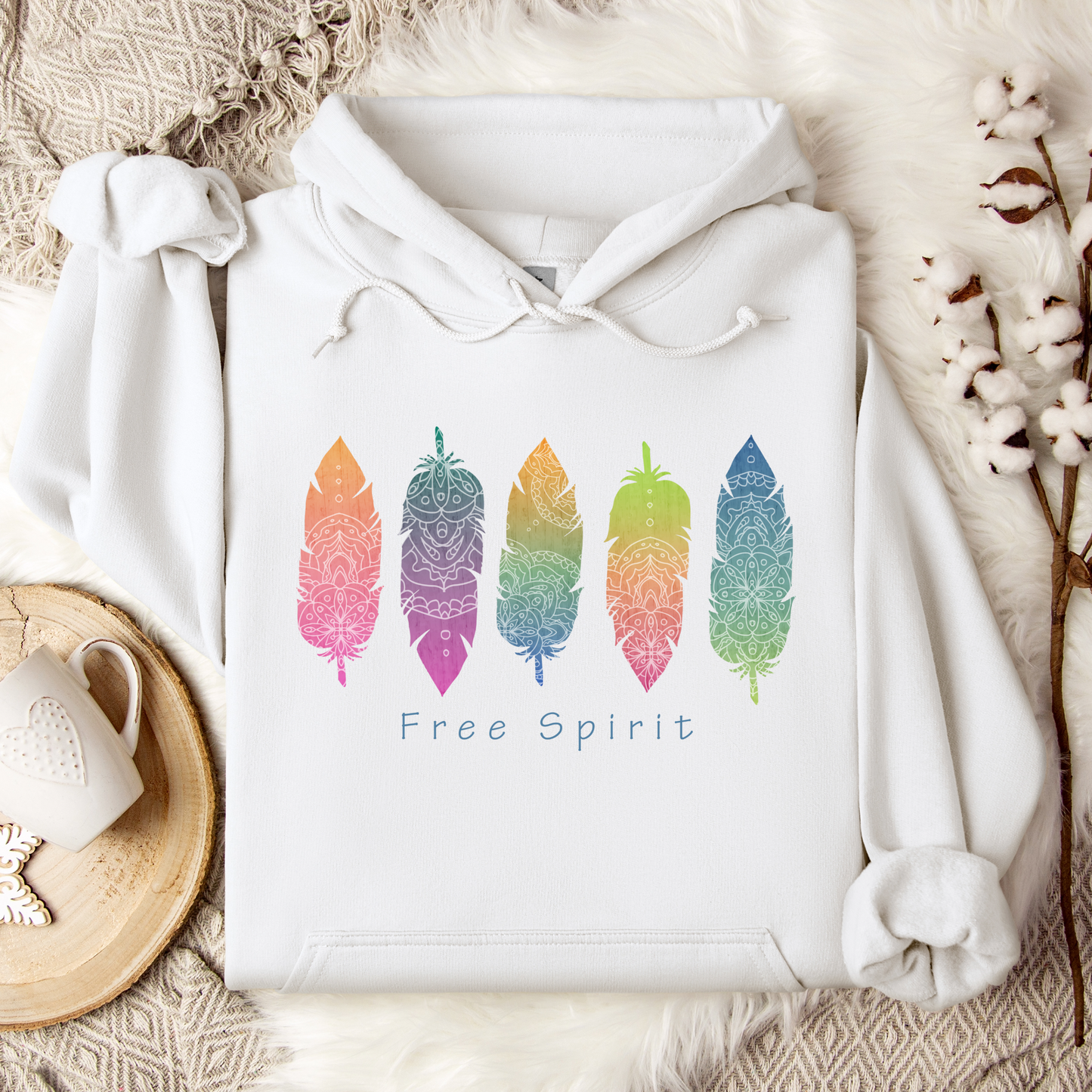 Free Spirit Vibrant Feather Hoodie