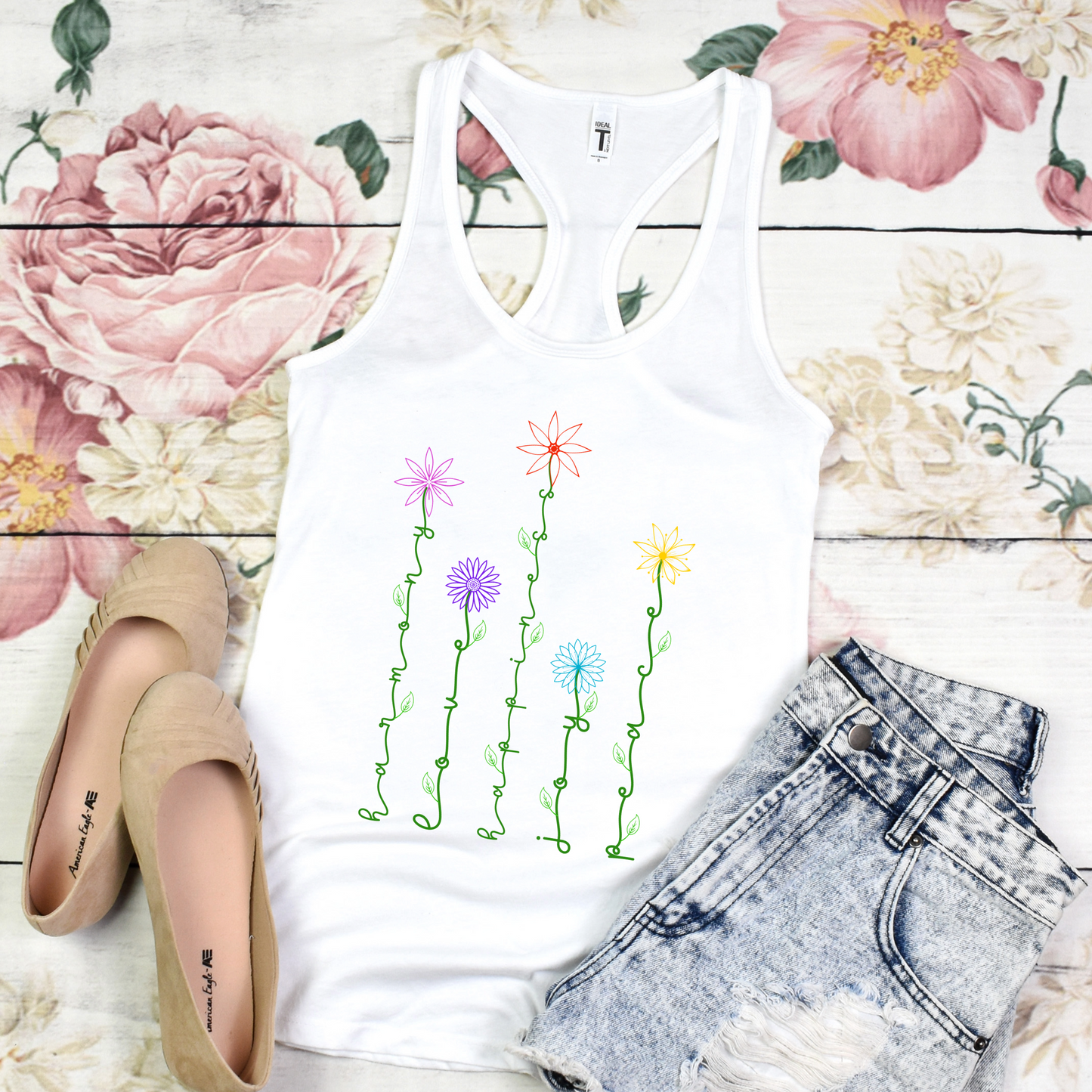 Wildflower Sentiments Tank Top - Harmony Love Graphic Tee