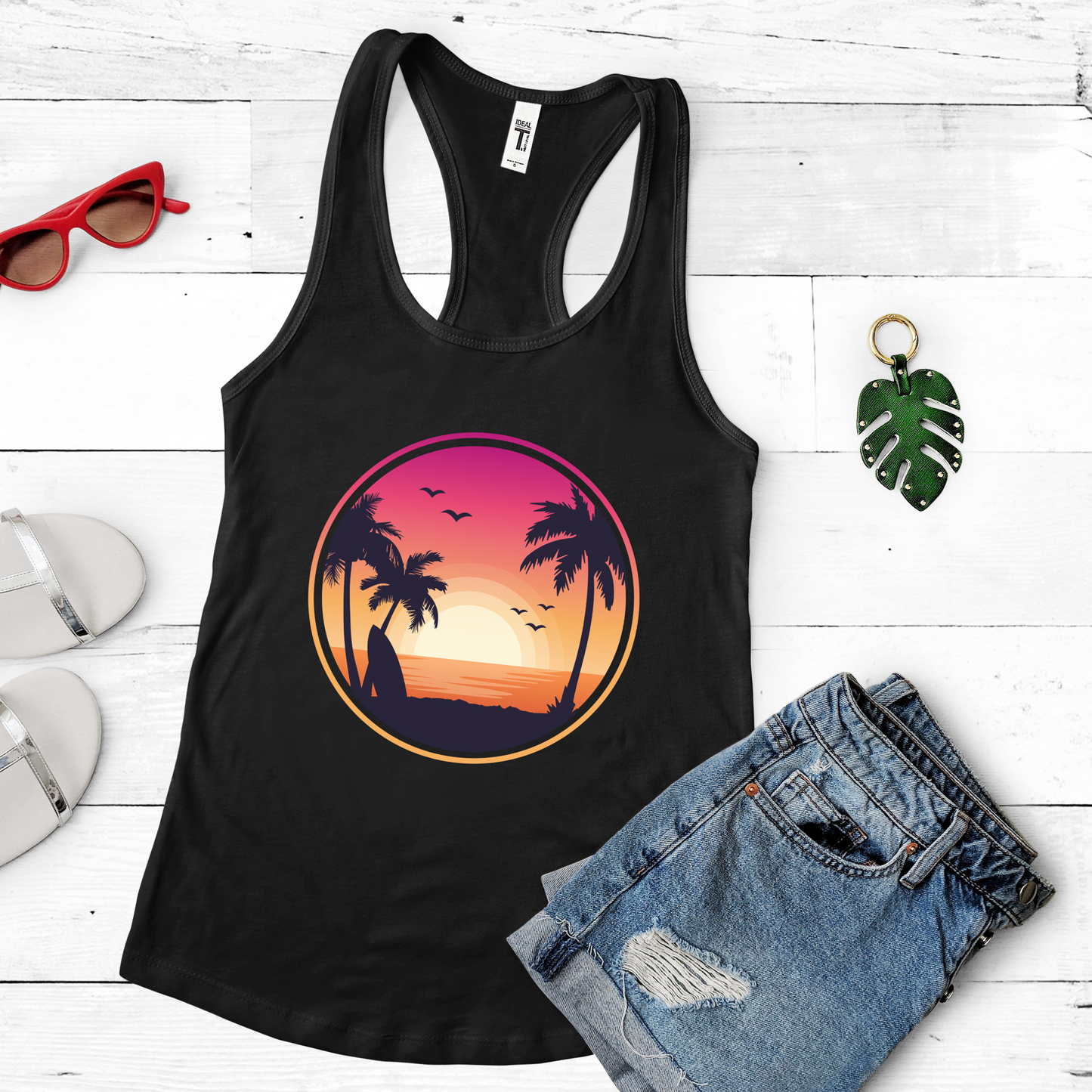 Tropical Sunset Palm Trees Tank Top - Beach Vibe