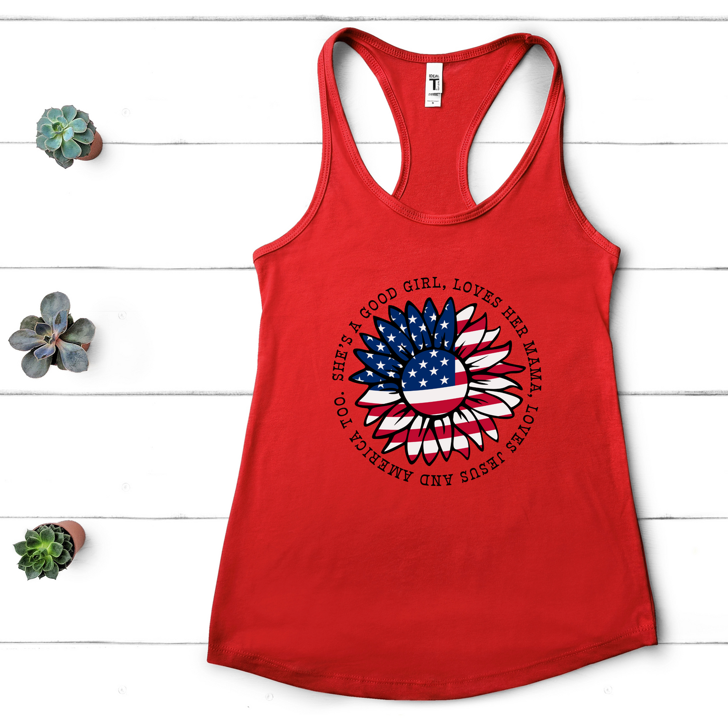 Patriotic Sunflower Tank Top - Good Girl Mama Jesus America