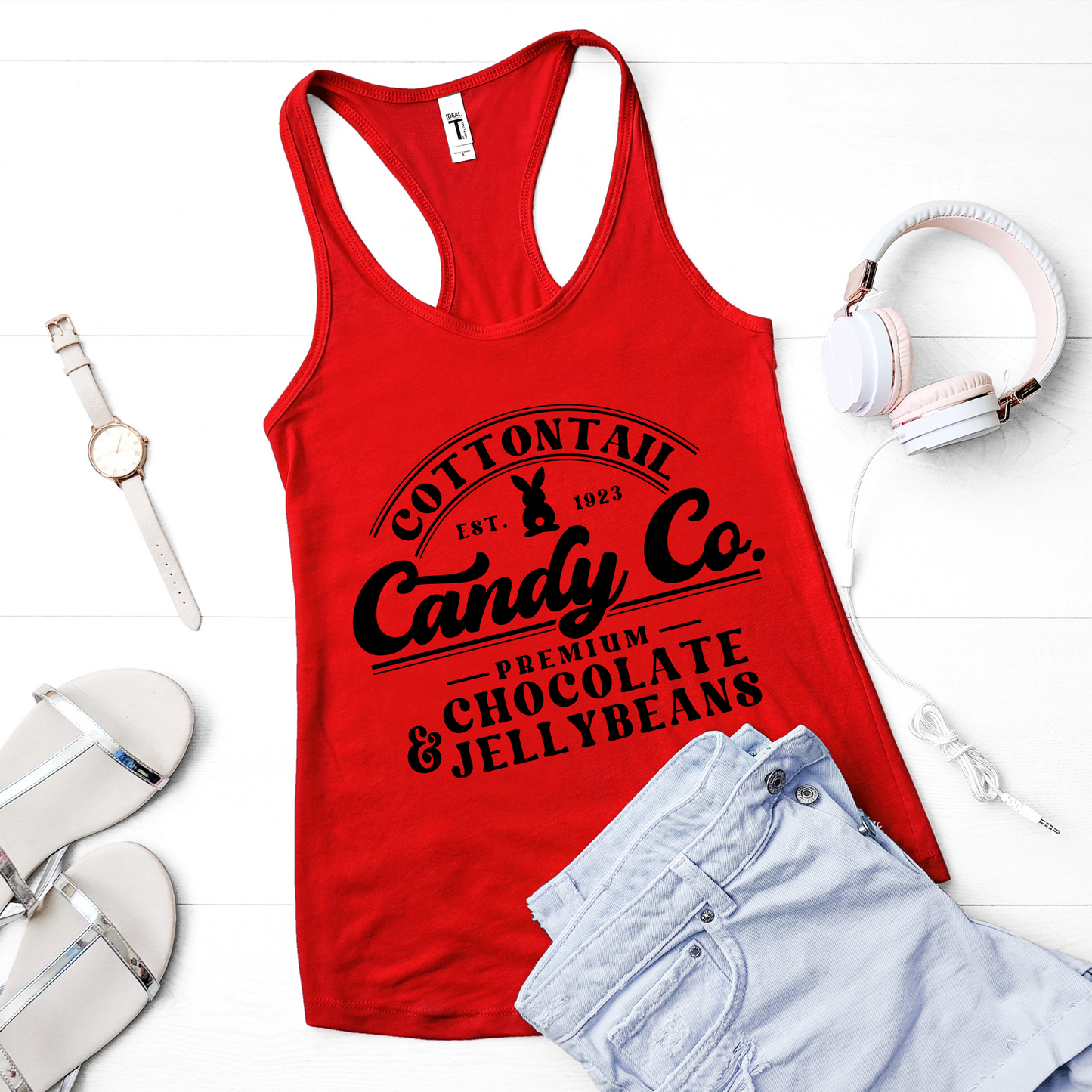 Cottontail Candy Co. Tank Top - Chocolate Jelly Bean Graphic Tank