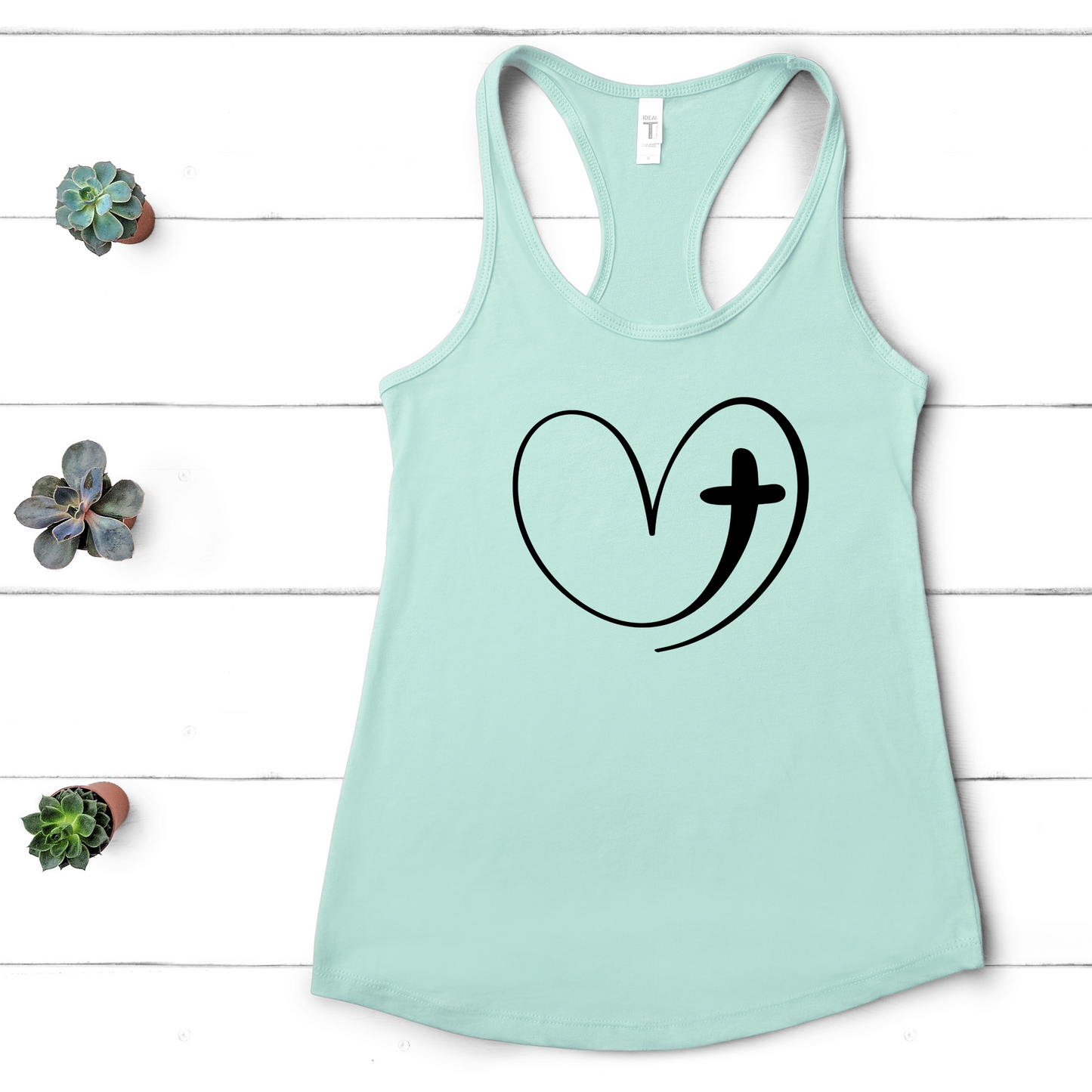 Heart Cross Tank Top - Bold Christian Graphic Tank