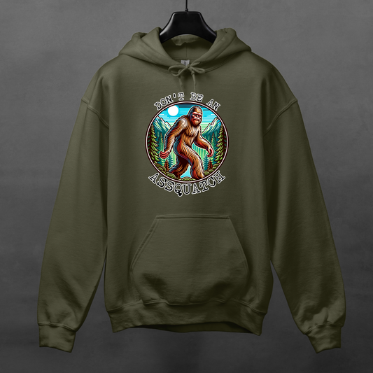 Bigfoot Assquatch Hoodie - Don't Be a Jerk Design
