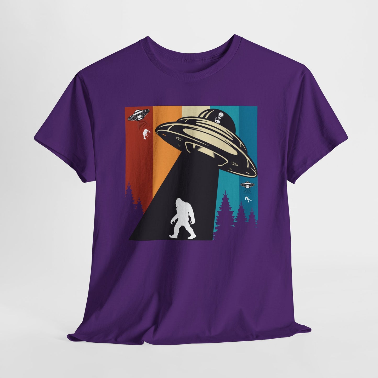 UFO Bigfoot Abduction T-Shirt - Forest Alien Grab Design
