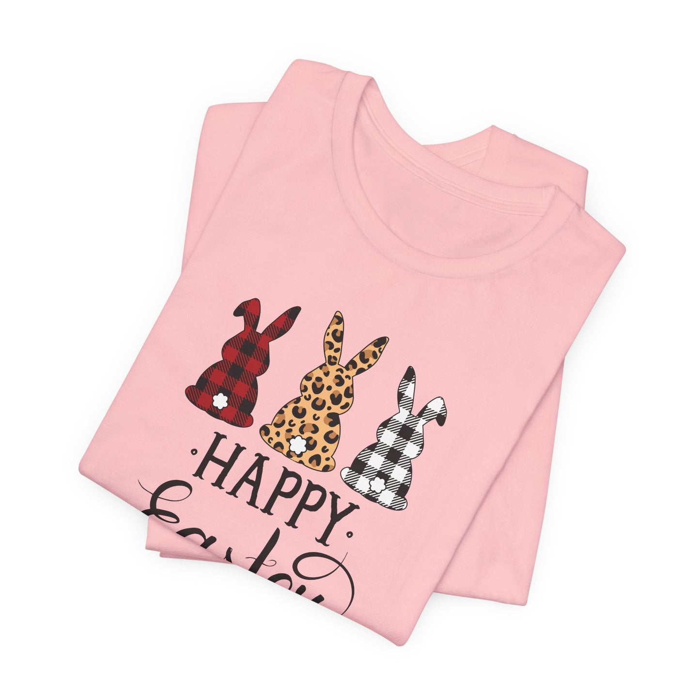 Happy Easter Textile Bunnies T-Shirt - Spring Graphic Tee