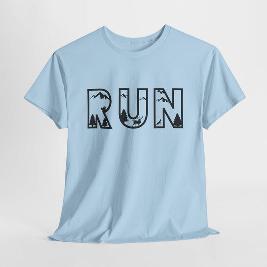 Run Nature Font Graphic T-Shirt