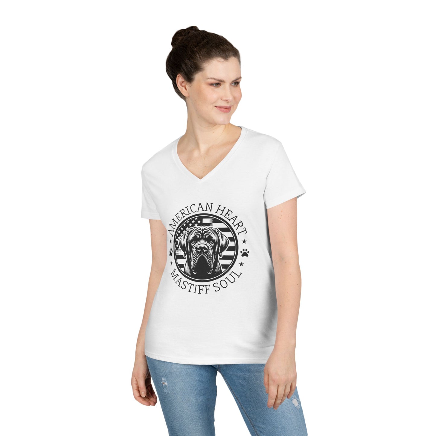 American Heart Mastiff Soul V-Neck T-Shirt