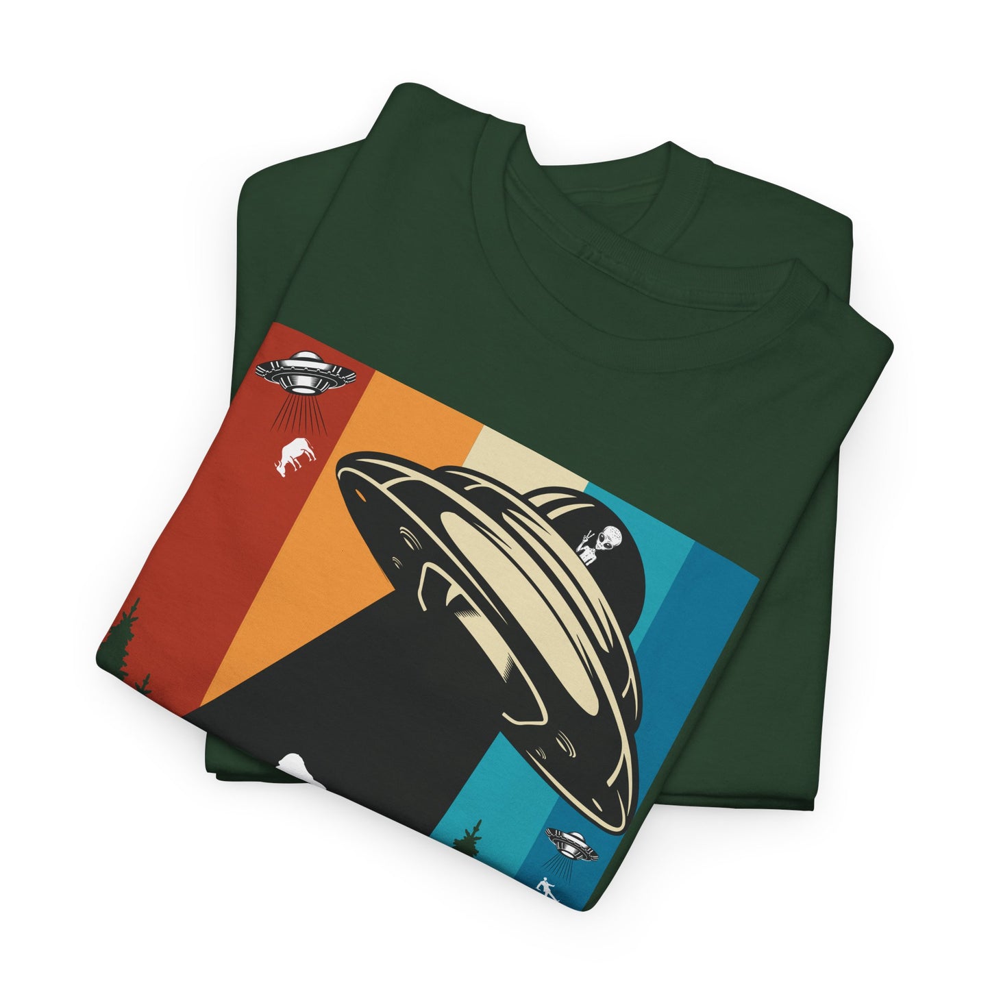 UFO Bigfoot Abduction T-Shirt - Forest Alien Grab Design